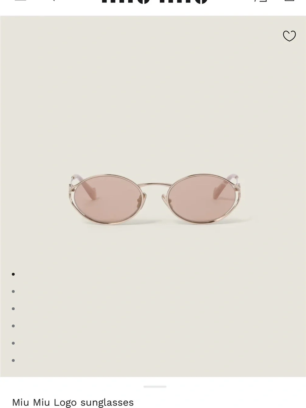 Miu Miu Beige and Gold Logo Rimless Sunglasses